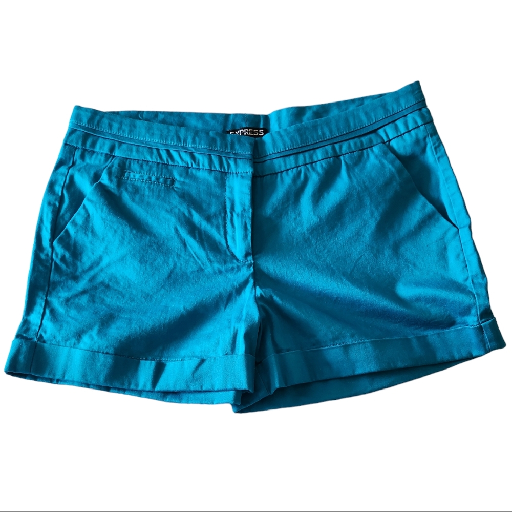 Express Blue Turquoise Cuffed Chino Shorts Size 8